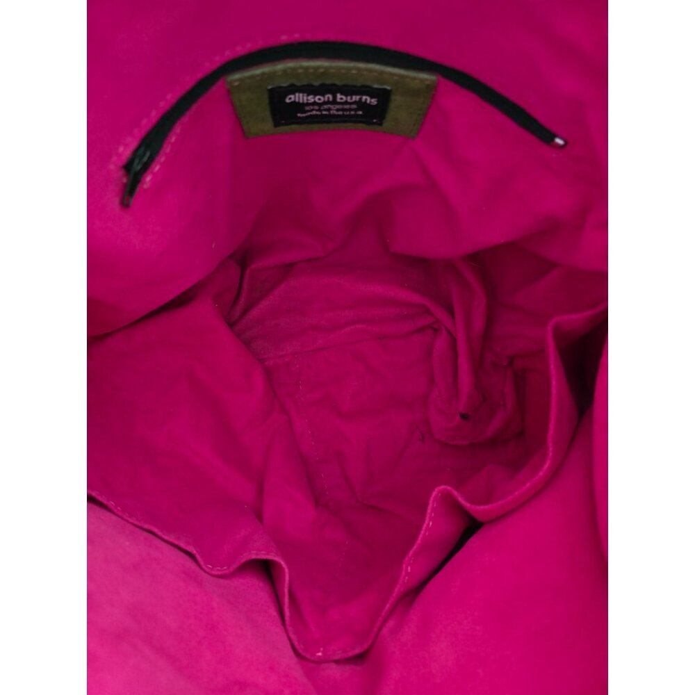 Allison Burns Los Angeles Green Suede Leather Messenger Crossbody Tote Bag - Picture 4 of 6